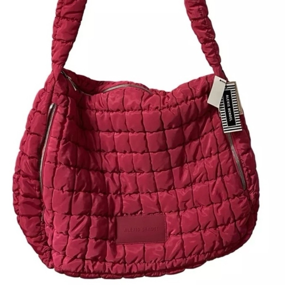 Trendy Rose Red Pink Dress Quilted Puffy Shoulder Bag Crossbody by ALEXIS BEND